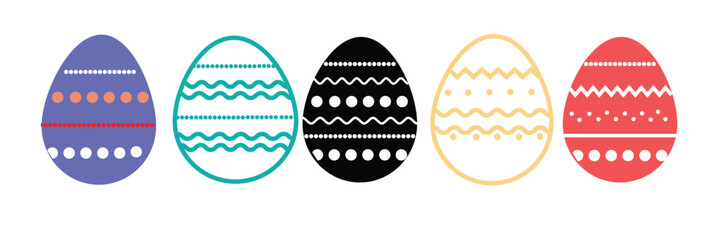 Set of colorful decorated Easter eggs.