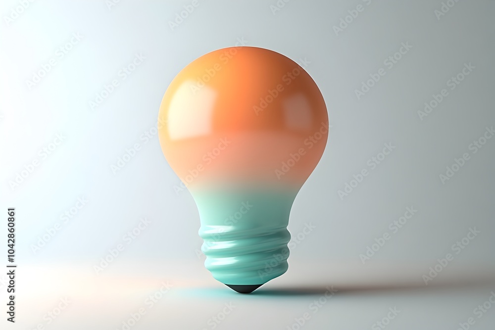 Poster minimalist 3d innovation idea bulb icon with soft gradients and rounded lines on white background