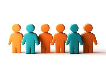 Fototapeta premium Talented Group of Smooth 3D Figures in Orange and Teal on White Background