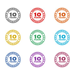 Obraz premium 10 years experience icon isolated on white background. Set icons colorful