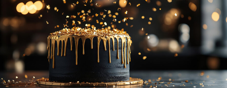 Elegant black and gold milestone celebration, featuring a modern