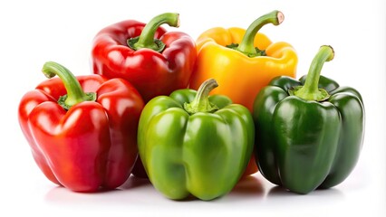 colorful bell peppers isolated on white background
