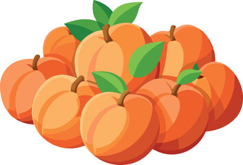 peach with leaves - peach vector art, vector illustration of peach isolated on white