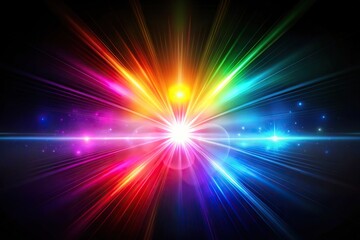 Colorful flare light overlay on a black background reflected