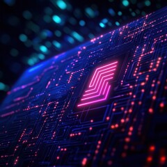 Obraz premium Exploring the Intersection of Modern Technology and Digital Design in a Vibrant Circuitry Landscape