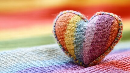 A colorful heart decoration celebrates International Day for Tolerance on a vibrant striped fabric background, promoting unity and acceptance among diverse communities