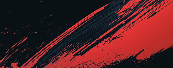 A dynamic abstract black and red background with brush strokes. AI generation