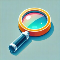 ルーペ・虫眼鏡のアイソメトリックイラスト画像Isometric illustration of a magnifying glass