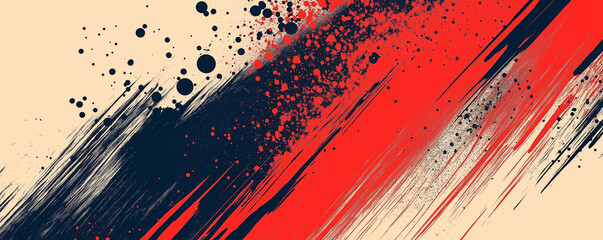 A dynamic abstract black and red background with brush strokes. AI generation