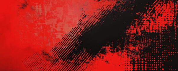 A dynamic abstract black and red background with brush strokes. AI generation