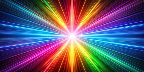 Obraz premium Colorful light beams radiating from a bright leading lines