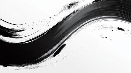 Abstract black brush strokes grunge dynamic textures and patterns on white background. AI generation