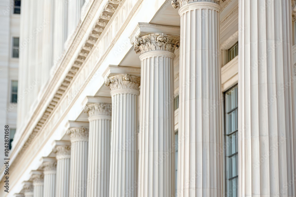 Poster elegant architectural columns showcasing classic design elements in urban environment