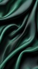 Fototapeta premium Luxurious green satin fabric with elegant folds, perfect for backgrounds, textiles, and fashion designs. Soft shine adds sophistication.