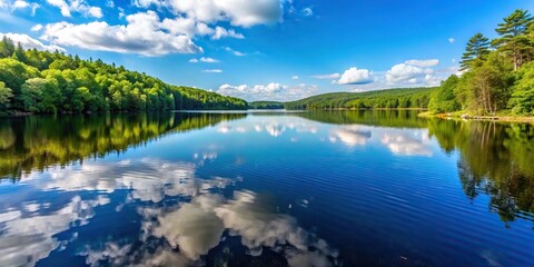Naklejka premium Extreme close-up wide shot of Sanborn Pond in Maine during summer