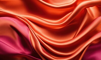 Obraz premium Wonderfully smooth, soft silk material with flowing pleats, silky waves of orange and gold