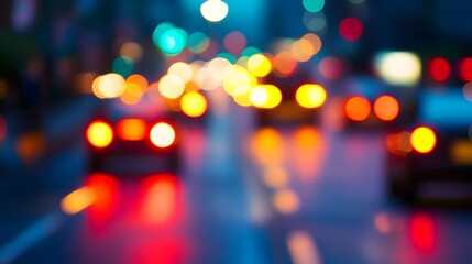 Vibrant Traffic Bokeh with Clear Center Space