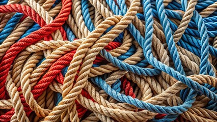 Fototapeta premium colorful ropes intertwined in shades of blue beige red