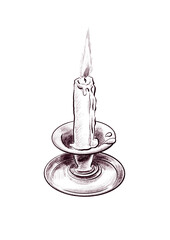 Hand drawn of Candle with Candleholder
