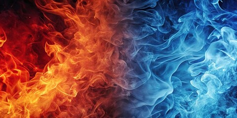 Fototapeta premium fire and ice asymmetrical background wallpaper