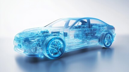 Blue accent on sleek exterior, a modern design element in automotive style intricate