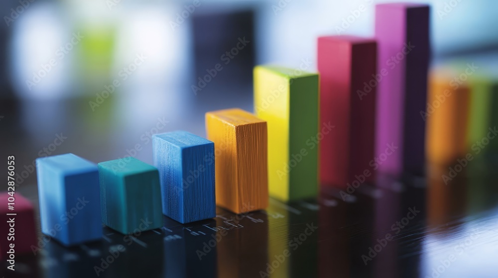 Poster vibrant color spectrum bar chart, a visual representation of data and trends