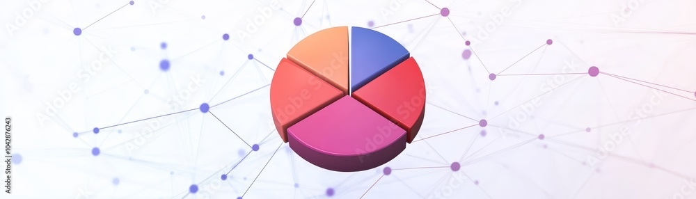 Poster 3d pie chart with network connections background
