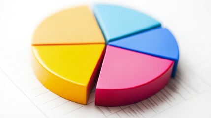 Obraz premium Purple pie chart data visualization with realistic pie graphic, business analytics and growth