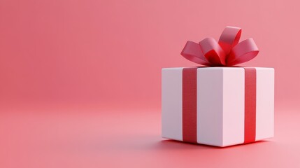 Classic white gift box with vibrant red bow, the perfect present for every celebration