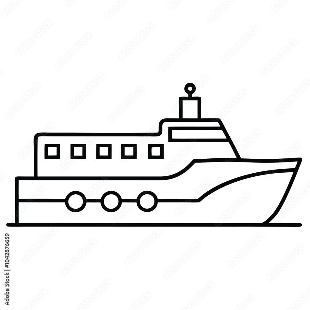 Sticker Ferry Watercraft Vector.