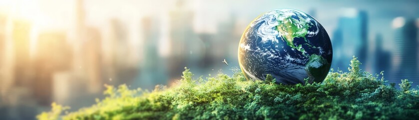 Green field cradle, earth embraced by nature a vision of sustainability and environmental harmony