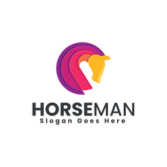 Vector Logo Illustration Horse Gradient Colorful Style