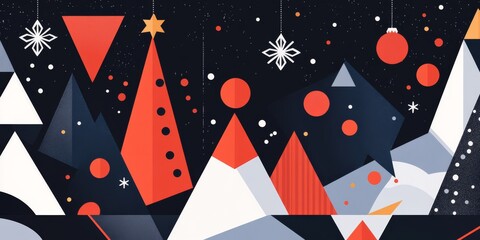 Obraz premium A modern Christmas card design with geometric shapes. Perfect for winter holiday celebrations.