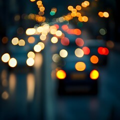 Fototapeta premium Captivating Bokeh Lights and Traffic in an Urban Night Atmosphere