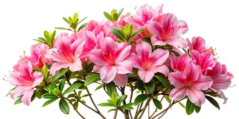 Fototapeta premium Long shot of pink azalea flowers isolated on white background