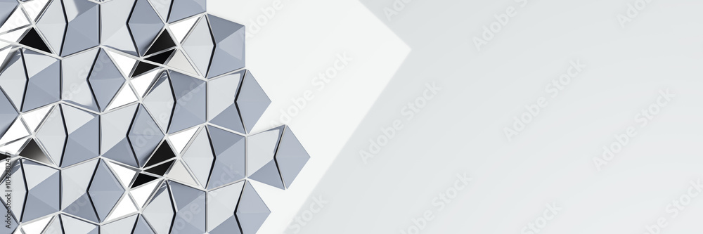 Poster Creative light gray wide triangular background or landing page with mock up place. 3D Rendering.