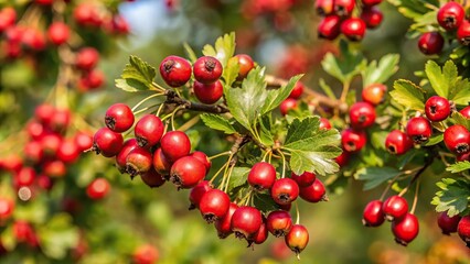 Obraz premium Description: Close up of Hawthorn shrub with ripe berries