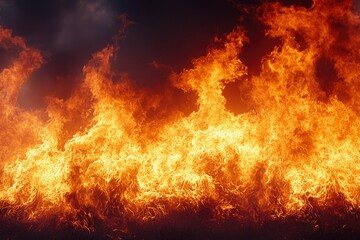 A Wall of Fiery Flames Against a Dark Sky