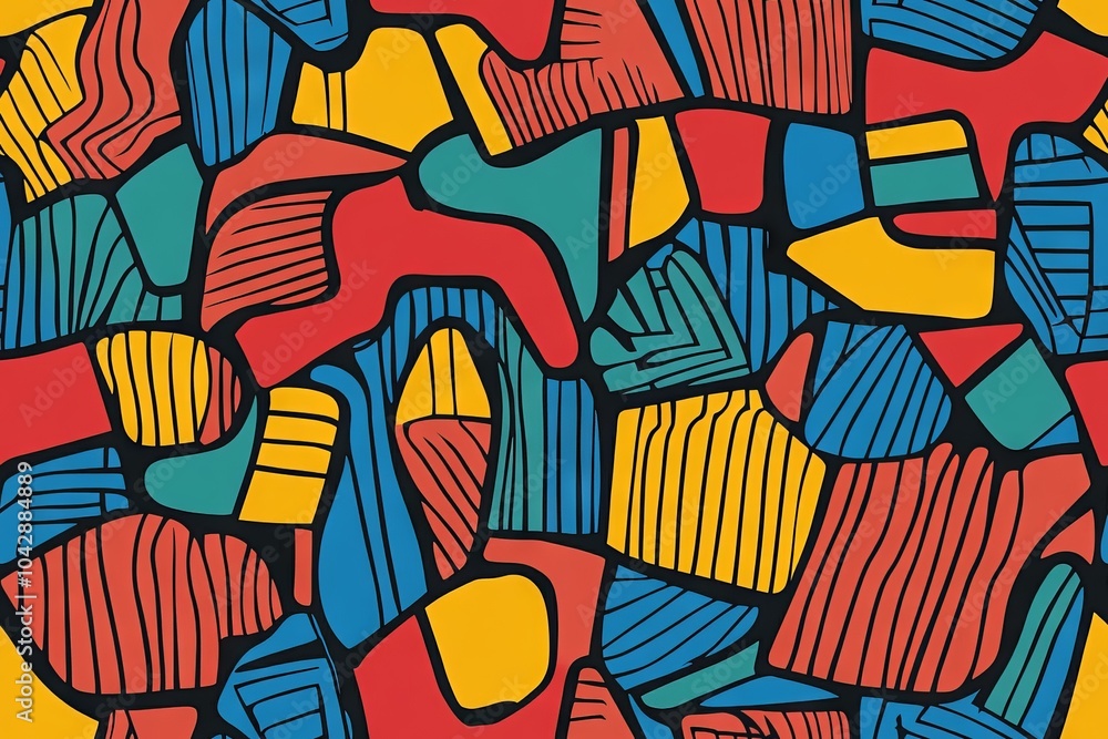 Poster intricate abstract pattern of intertwining lines and geometric shapes—vibrant modern digital art bac