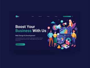 Modern stylish agency web banner design illustration template