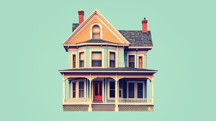 Fototapeta premium vintage house isolated on pastel background