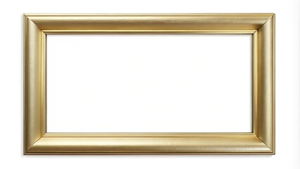 Description: Simple minimalist style shiny gold frame on a white background