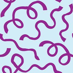 Seamless abstract pattern with squiggles and scribbles. Weaved curved lines. Chaotic ink scribbles decorative texture. Messy doodles, wavy and curly lines.