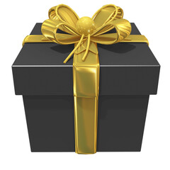 Render of black and Gold Gift Box transparent background