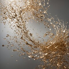 Sparkling golden glitter explosion on dark background