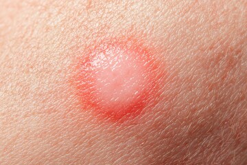 Fototapeta premium A red, circular rash with a clear center indicates a typical fungal skin infection.
