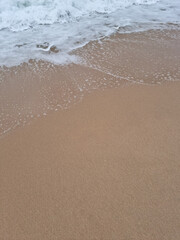It is a beach with waves crashing in