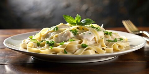Creamy chicken fettuccine alfredo pasta dish recipe
