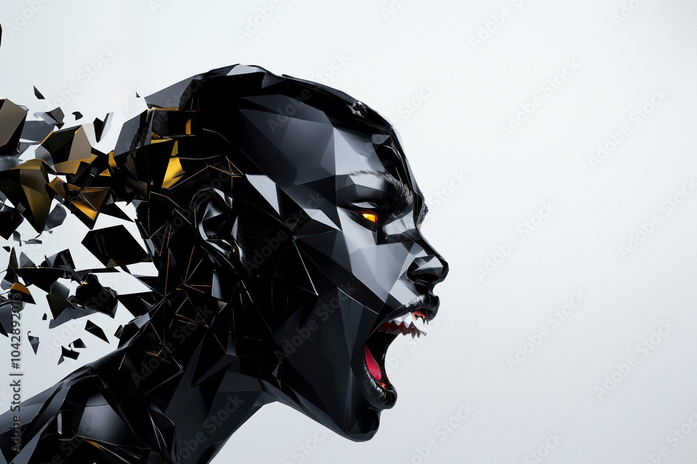 Aufkleber abstract digital face with dynamic fragmented design