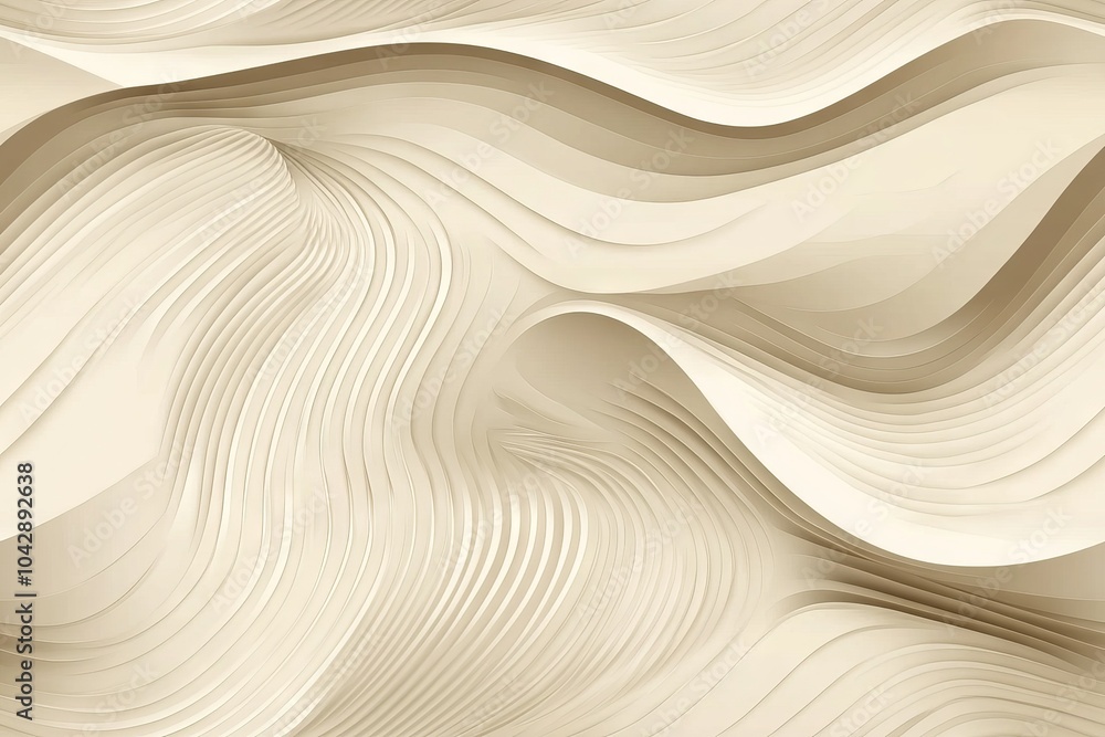 Poster seamless vector illustration of geometric diagonal fabric wave pattern on cream-colored background f
